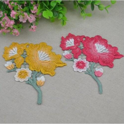 5 Piece Wedding Flower Lace Applique Lace Trim Dress DIY Floral Lace Accessories 12*9cm