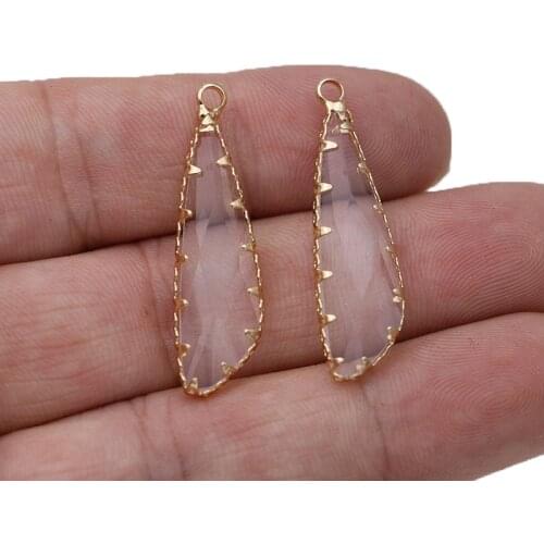 5PCS Gold Color Irregular Clear Stone Charm Pendant for Jewelry Making Necklace DIY Earrings Accessories Craft