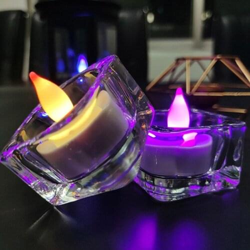 6PC 3.5cm Electric Candles RGB Color Changing LED Tea Light CR2032 Battery Operated Night Lamp DIY Wedding Party Lighting Decors