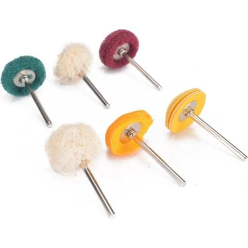 6pcs Mini Drill Abrasive Nylon Brush Buffing Polishing Wheels 3mm Shank Metal Polish for Dremel Rotary Tool Accessories Set