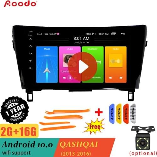ACODO 2G RAM+16G ROM Android 10.0 Car Radio Multimedia Player For Nissan QASHQAI 2013-2016 Navigation GPS 2 din