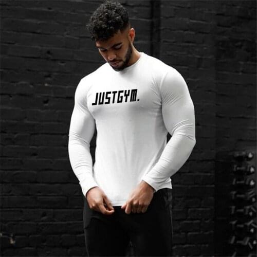 Brand Sporting Clothing Fitness T-Shirt Men Cotton Casual Full Sleeve Tshirt Men Slim Fit T-shirts Gym Workout Tee Shirt homme