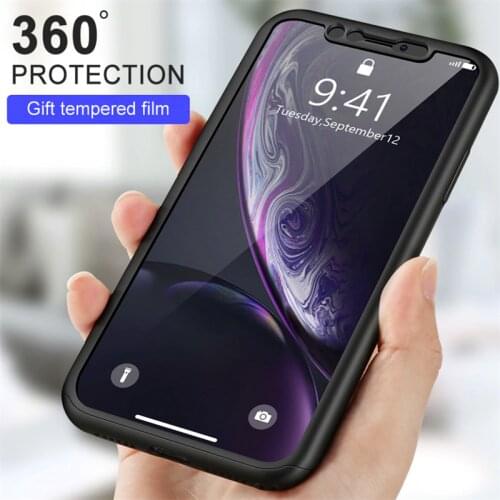 360 Full Protection Case For iPhone 11 12 Pro Max Mini Coque Case For iPhone Xs Max XR X 7 8 6 6S PIus 5 5S SE 2020 Cover Glass