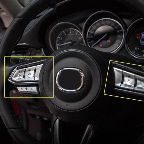 For Mazda ATENZA 2018-2020 Steering Wheel Button Stickers Modification Brushed Hollow Patch Car Accessories