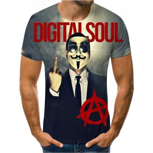 Short-sleeved T-shirt 3D creative printing round neck spring and summer clothes trendy fashion slim half sleeves