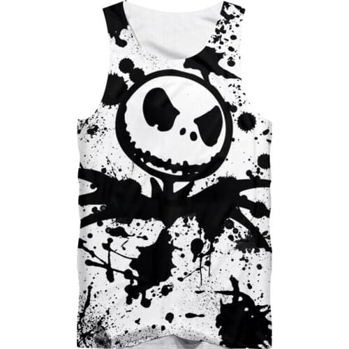 IFPD EU/US Size 3D Printed Tank Top Summer Black White Skull Sleeveless Shirt Plus Size Casual Breathable Funny Fitness Vest