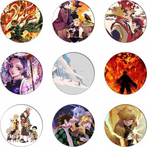 Kimetsu No Yaiba Demon Slayer Cosplay Kochou Shinobu Backpack Badges Button Brooch Pins Kamado Nezuko Collection Breastpin