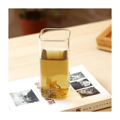 Creative glass mug explosion-proof high-temperature glass transparent mug square red and green tea cup juice drink milk mug