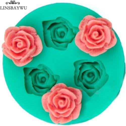 LINSBAYWU Mini 3D Food-grade Silicone Mold Rose Flower Shapes Cake Chocolate Candy Jello Silicone Decorating Moulds 4.8x 4.8cm