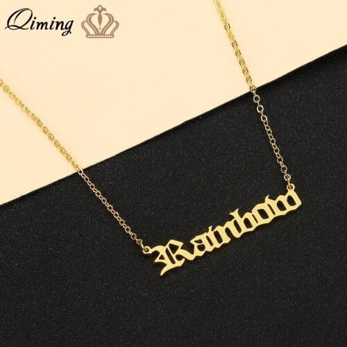 QIMING Stainless Steel Rainbow Fashion Necklace Women Golden Rain Rainy Cloud Statement Pendant Necklace Dropship