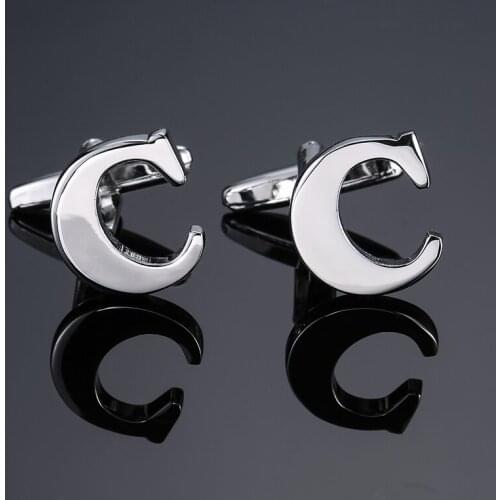 DY new High grade brand Brass material Silvery letter C Cufflinks Mens French shirt Cufflinks free shipping