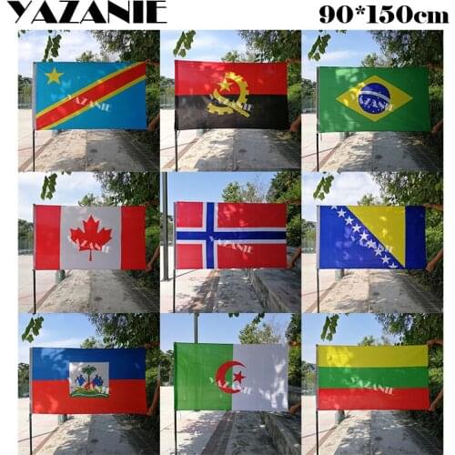 YAZANIE 90x150cm Congo Angola Brazil Canada Norway Bosnia and Herzegovina Haiti Algeria Lithuania Polyester Printed Flag