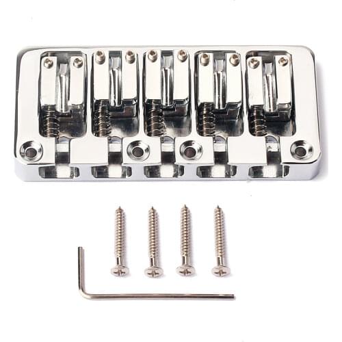 A Set Chrome Vintage L Shape Saddle Bridge for 5 String Electric Bass guitar accessories parts Top Load or Strings through body