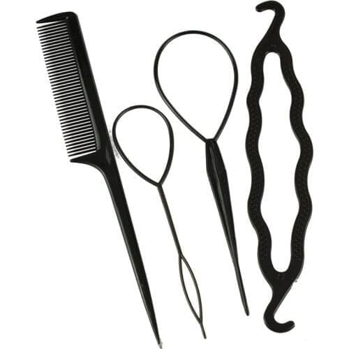 4pcs/set Magic Hair Styling Accessories Set Braiders Hair Pin Bun Roller Maker Hair Braiding Twist Curler Styling Tool