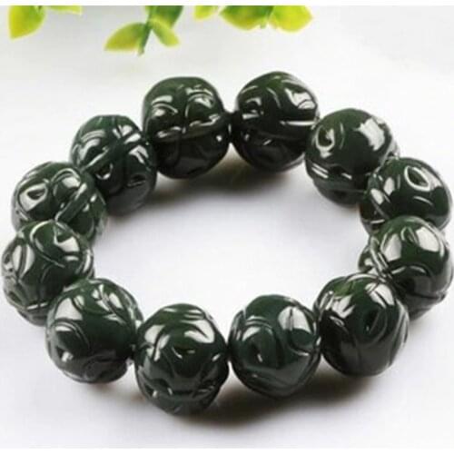 Natural Jade Bracelet Men and Women Round Beads Jade Bracelet Mens Jadite Round Bangle Charm Fine Jewelry Fashion Accessories