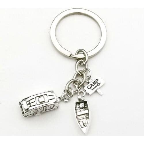 New Towing Car Camping Souvenir Keychain Travel Gift Boat Pendant Key Chain Cute Fashion Girl Charm Bag Key Ring Drive Safe
