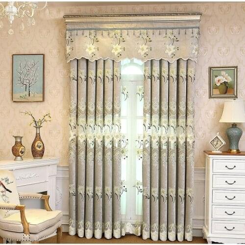 European Luxury Embroidered Floral Curtains Velvet Sheer Curtains For Living Room Bedroom Window Screen Kitchen Tulle Curtains