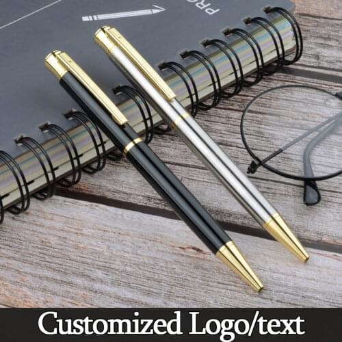 Luxury Metal Rollerball Pen Silver Black Signature Ballpoint Pens Office School Supplies Stationery Customized Logo gift