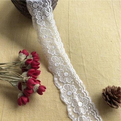 S1880 5.5cm beautiful milky white and black stretch lace ribbondecorative diy sewing underwear dress