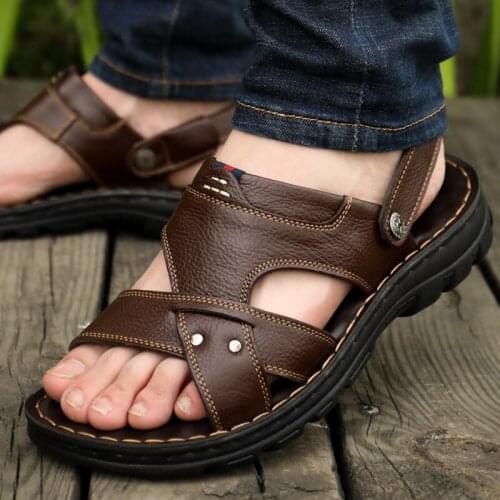 Men Sandals 2020 Summer New Arrival Genuine Leather Casual Fashion Sports Sandals Soft Men Wading Outdoors Beach Sandals
