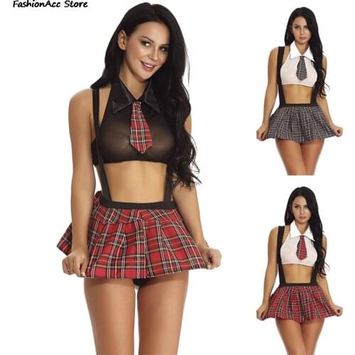 Sexy Schoolgirl Cosplay Role Play Costumes Plaid Night Halloween Women Roleplay Sex Uniform Erotic Costume Sexy Naughty Lingerie