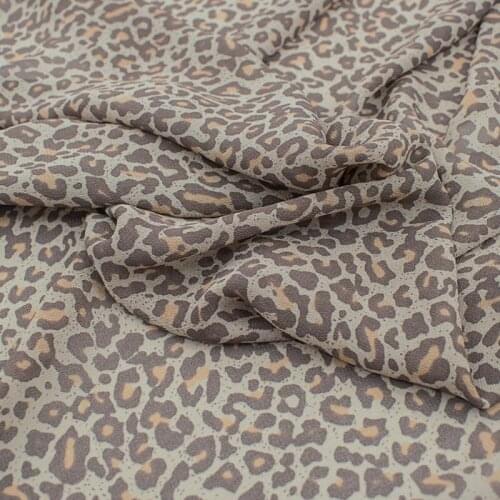 Sexy Leopard Grain Georgette Pure Linen Fabric For Dresses Tissus Au MÈTre Telas Por Metro Tissu Ткань Для Шитья Sewing Tela