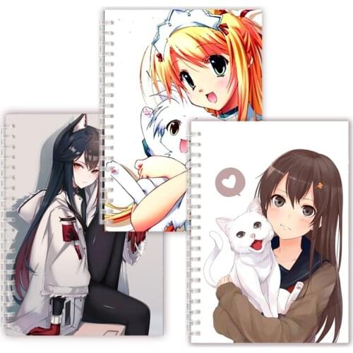 A5 Spiral Notebook Note Book Anime Cat Girl Journal Manga Catgirl Neko Kemonomimi Pose Cute Kawaii Writing Pad For Girls Gifts