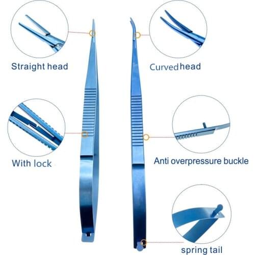 1pcs Surgical Dental Titanium Castroviejo Needle Holder curved Surgical instrument