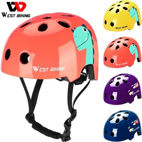 WEST BIKING Bicycle Childrens Helmet PC+EPS Shockproof Helmet Cartoon Pattern Riding Roller Skating Protection Sports Helmet