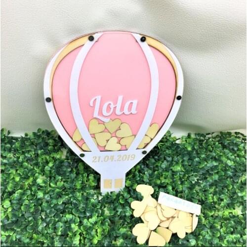 Custom hot air balloon communion birthday sign-memory Drop Box, Baptism Guest Book Alternative, Baby Shower Wishes drop box tops