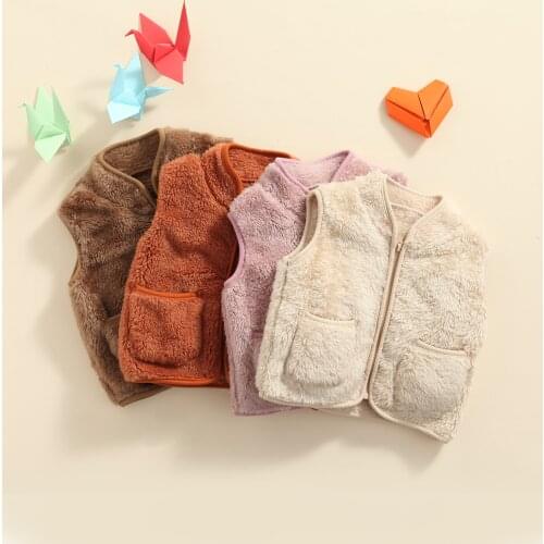 Ma&Baby 1-5Y Autumn Spring Warm Baby Kid GIrls Waistcoats Plush Pocket Sleeveless Outerwear Vests Outfits