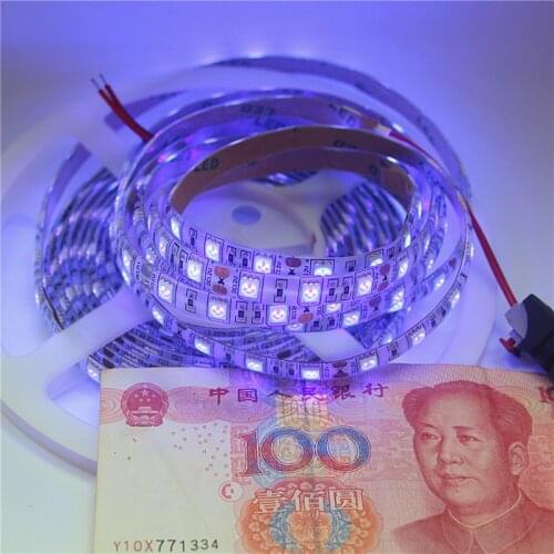 1m 2m 3m 4m 5m DC12V UV LED Strip 5050 SMD 60leds/m White/Black PCB blacklight Ultraviolet Ray Ribbon Purple Flexible Tape lamp