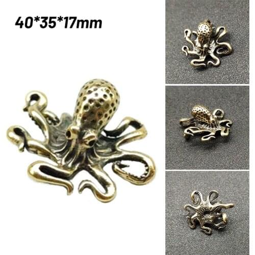 1pc Figurines Brass Octopus Octopus 20g Ornaments 40*35*17mm Pure Copper Octopus Tea Ceremony Accessories
