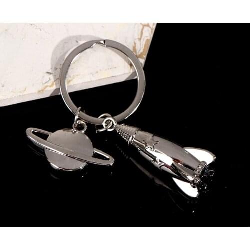 1PC New Metal Rocket Keychain Men Dream Planet Spaceship Key Chain Space Travelling Car Keyring Best Gift Jewelry