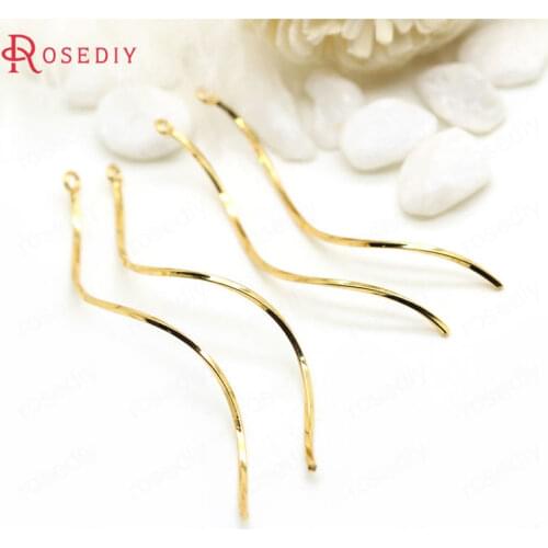 10PCS 44MM 47MM 65MM 24K Gold Color Plated Brass Twisted Square S Shape Connect Rod Charms Jewelry Findings Earrings Accessories