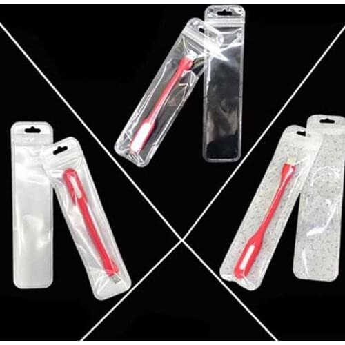 50PCS Package Hang Hole For Fork Spoon Plastic White/Clear Long Zipper Retail Packaging Bags Ziplock Zip Lock Storage Bag