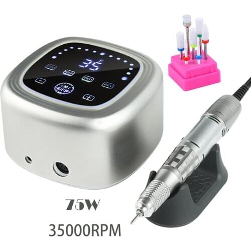 75W Electric Nail Drill Machine 35000 RPM Manicure Machine Set Milling Cutter Pedicure Electric Nail File Professional Nail Tool