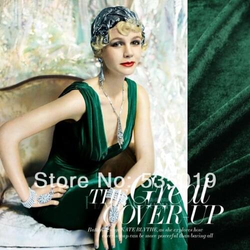 Free Shipping High Quality 100% Silk Velvet Curtains And Dress Fabric Green Textile Fabric For Sewing Material Wholesale Retail