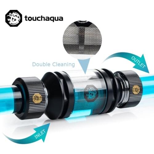 Bitspower Touchaqua G1/4" Water Cooling Filter Universal Use Double Cleaning Brass Acrylic Material Black, BPTA-ILF