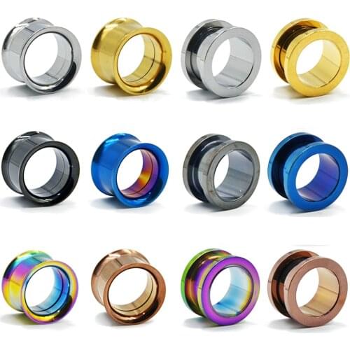 BOG- 1 Pair Titanium Anodized Internal Threaded&Screw Ear Plugs and Tunnels Flesh Earring Gauges Hollow Piercings Color Mixed