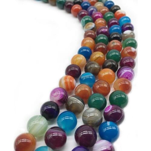 1 Strand Ethnic Style Colorful Agates Beads Women Jewelry Findings DIY Ornamental Materials Stone Spacer Beads 4 6 8 10 12mm