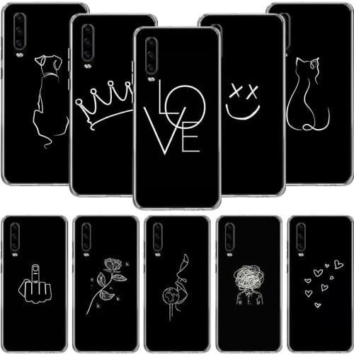 Abstract Line Face Art Dark Phone Case For Huawei P30 P40 P20 P10 Mate 20 10 30 Lite Pro P Smart Z Plus Printing Cover Coque She