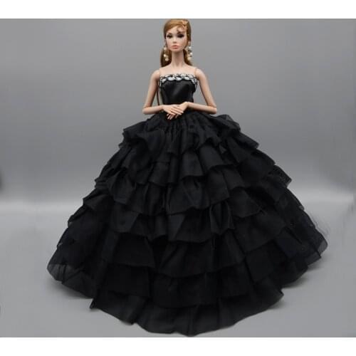 Black & Yellow & Pink Dress / doll clothes outfit / Lace all around party evening gown for 30cm barbie xinyi fr2 licca doll