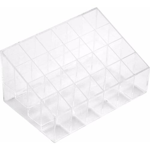 24 Grid Transparent Lipstick Holder Organizer Stand Nail Polish Clear Acrylic Display Sundry Storage Box Cosmetic Makeup Tool