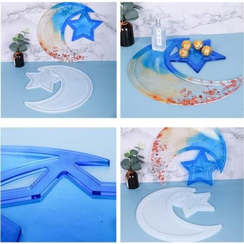 Ramadan Dessert Tray Epoxy Resin Mold Moon Star Ramadan Serving Plate Silicone Mould DIY Crafts Islam Muslim Pastry Display Hold