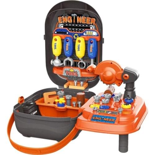 Kids Engineer Workshop Pretend Playset Construction Accessories Tools Toys Combination Assembly Workbench Toy Role Play