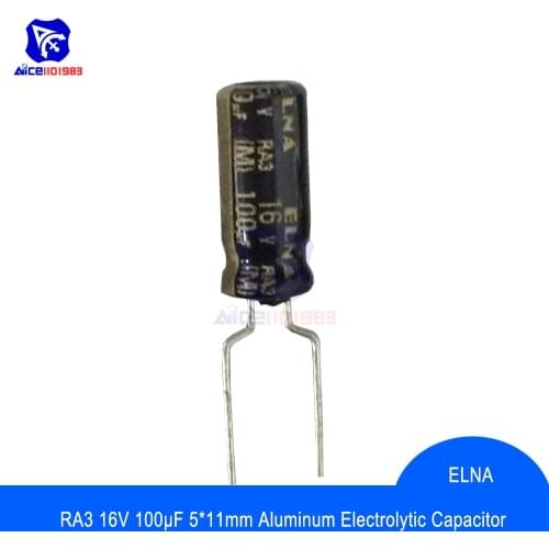 Diymore 10PCS/Lot Original ELNA Audio Capacitor RA3 16V 100μF Capacitance 5*11mm Aluminum Electrolytic Capacitor 16V100μF