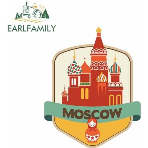 EARLFAMILY 13cm x 10.2cm for Moscow Russia Fun Travel Funny Car Stickers JDM Trunk RV VAN Accessories Vinyl Graphics Sign Logo