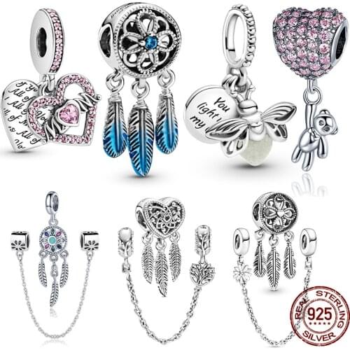 Hot Sale Authentic 925 Sterling Silver 14 Style Blue Ocean Heart Beads Fit Original 3mm Bracelet DIY Jewelry Dropshipping