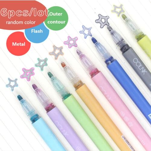 Art Markers Flash Oil Ink Writing Double Line Bold Tip 2mm Sketching Drawing Stationery Markers Set School Art school supplies